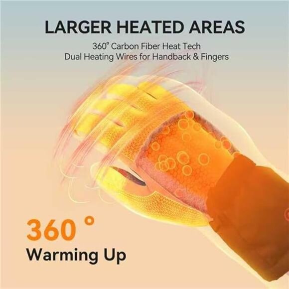 New Heated Gloves for Men Women, Rechargeable Electric Heated Leather - Picture 4 of 7